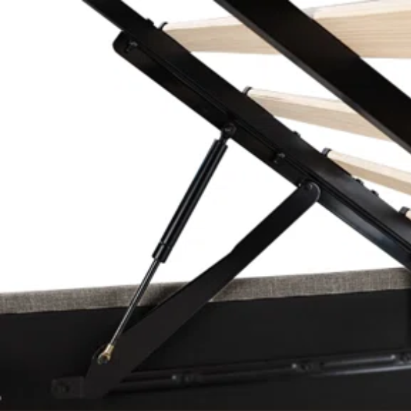 Modern King Size Upholstered Platform Bed with Hydraulic Lift Storage – Sleek Grooved Headboard, Space-Saving Design, and No Box Spring Needed