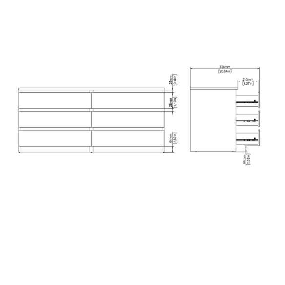 Versatile 60.5" 6-Drawer Double Dresser with Smooth Metal Glides and Clean-Lined Silhouette