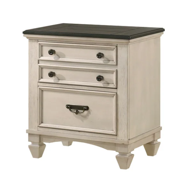 Elegant 5-Piece Cream and Brown Modern Wood Panel Bedroom Set with Intricate Detailing