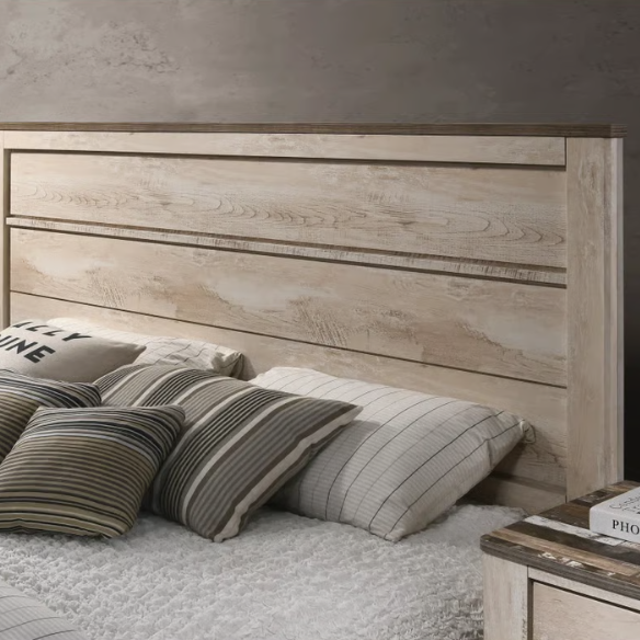 Rustic and Refined 6-Piece Contemporary Driftwood King Bedroom Set with Dovetail Construction and Antique-Inspired Distressed Finish