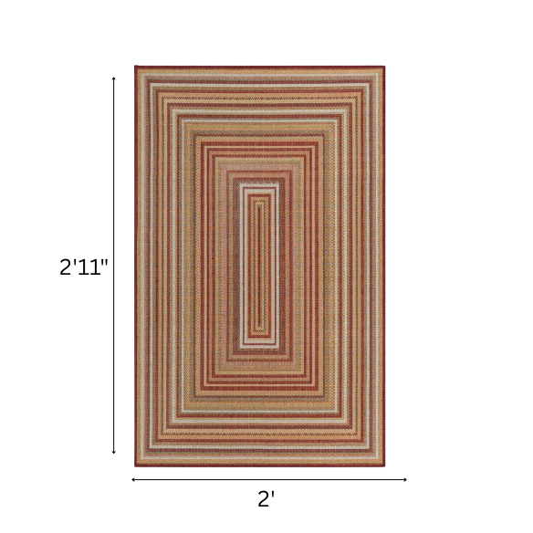 Coastal-Inspired Geometric Rug – Fade & Stain-Resistant, Burgundy,Ivory,Orange,Green,Blue Pattern, Ideal for Indoor/Outdoor Use