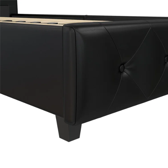 Luxurious Faux Leather Platform Bed – Full Double Size with Sleek Modern Design