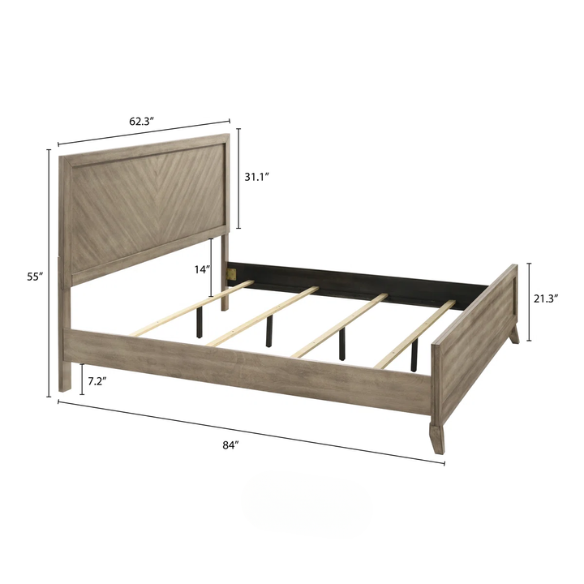 Timeless Elegance 3-Piece Queen Bedroom Set in Antique Gray with Metal Accents and Dovetail Construction