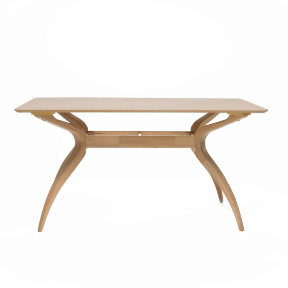 Mid-Century Modern 5-Piece Dining Set – Smooth Wood Finish with Cushioned Fabric Chairs for Comfort & Style