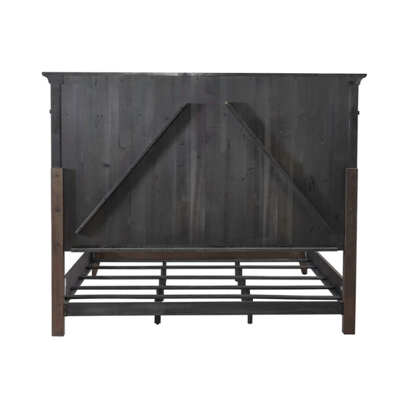 Rustic Elegance 3-Piece King Panel Bed, Dresser & Mirror Set in Saddle Brown – Crafted with Rubberwood and Split Heart White Oak Veneers, Soft-Close Drawers, Cedar Lining, Antique Pewter Hardware, and Crown Molding Details