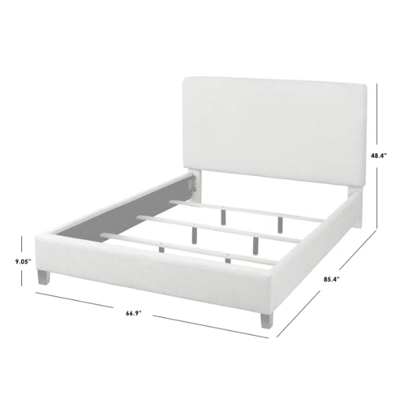 Solid Colored Linen Upholstered Queen Size Standard Bed