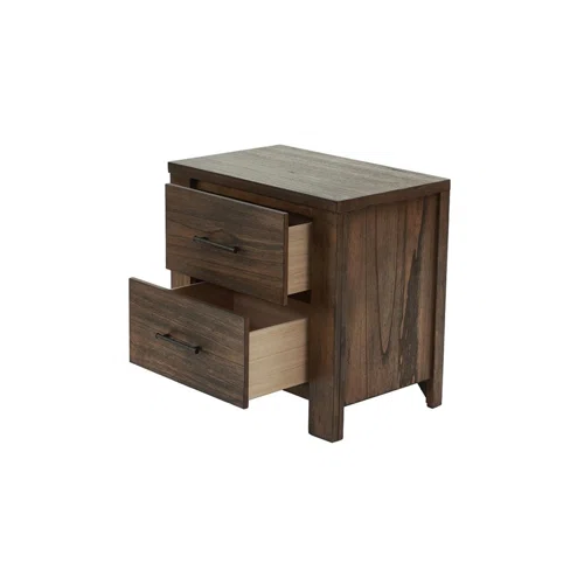 Rustic Cabin-Inspired 3-Piece King Bedroom Set – Durable Bed with Headboard Shelves and Footboard Drawers, Matching Nightstand and Dresser for Ample Storage