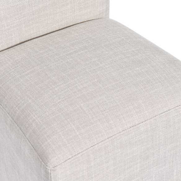 Neutral Beige Linen Upholstered Rolling Dining Chair with Casters – Comfortable Accent Seating