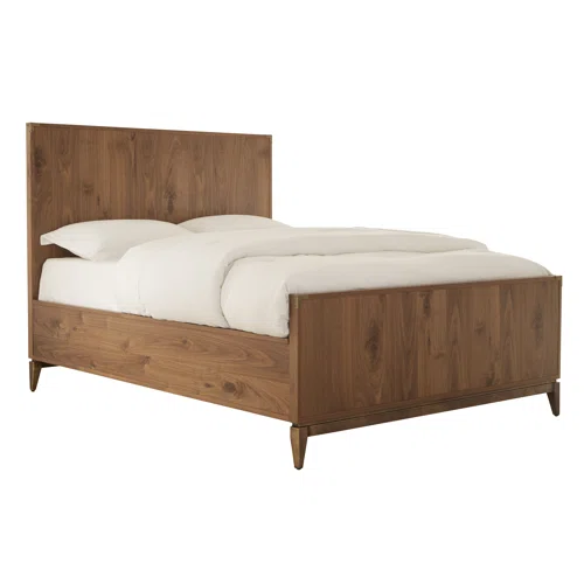 Timeless Traditional Solid Wood 3-Piece Configurable Bedroom Set in Natural Walnut with Sleek Panel Bed, 2-Drawer Nightstand, and 6-Drawer Dresser for Effortless Style and Organization