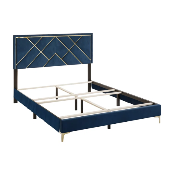 Luxurious Royal Blue Upholstered Platform 3-Piece Twin Bedroom Set