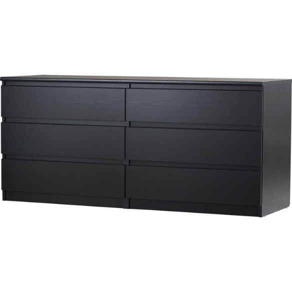 Versatile 60.5" 6-Drawer Double Dresser with Smooth Metal Glides and Clean-Lined Silhouette