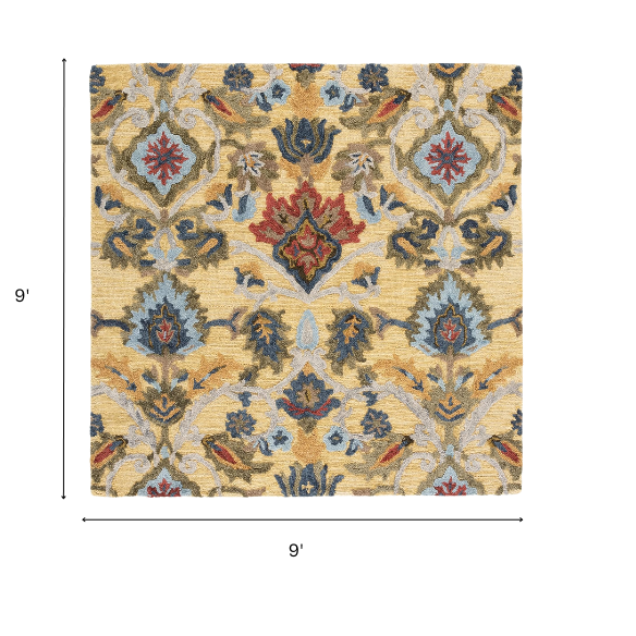 Tufted Wool Area Rug – Luxurious Floral Design