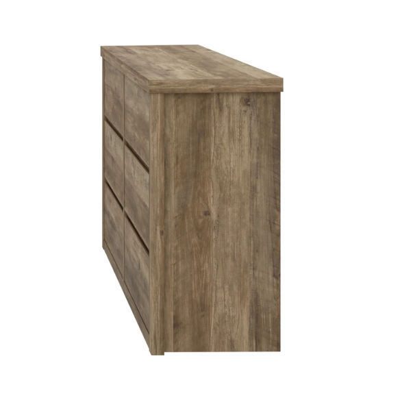 Modern 46.46'' 6-Drawer Double Dresser with Hidden Handles and Wood Grain Finish