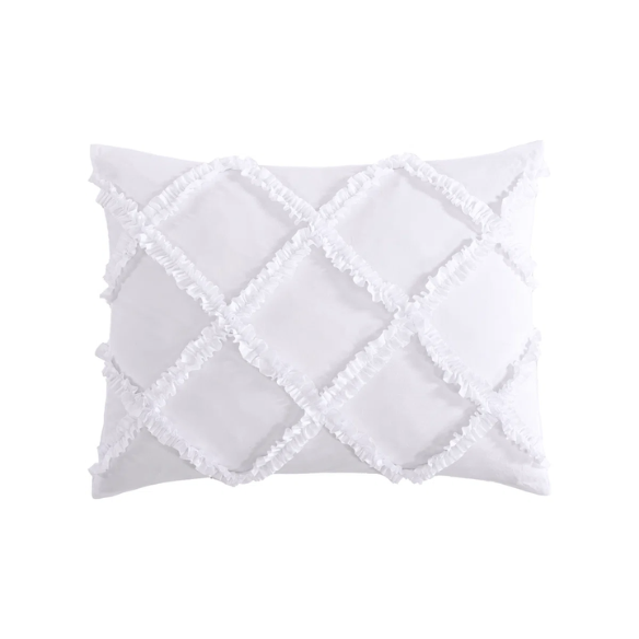 Solid White Reversible Comforter Set – Timeless, Cozy, and Versatile Bedding with Romantic Ruffles