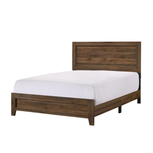 Elegant 5-Piece Cherry Brown Transitional Wood Grain Panel Bedroom Set with Timeless Style and Modern Touch