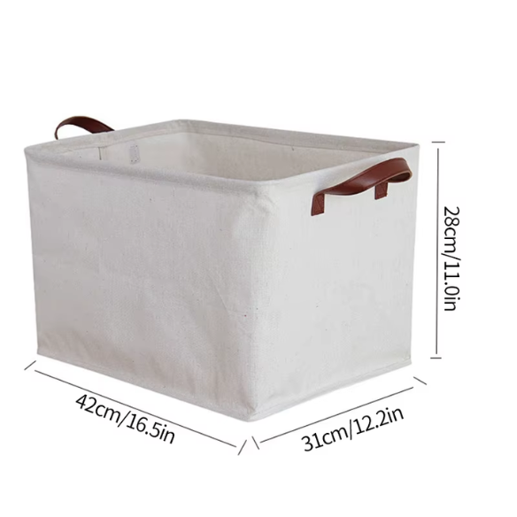 Collapsible Cotton Linen Laundry Basket – Stylish Hamper for Dirty Clothes and Toy Storage, Household Sundries Basket with Handle