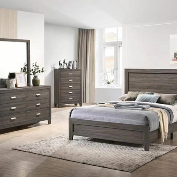Chic Grey Wooden 4-Piece Twin Bedroom Set: Contemporary Style Meets Cozy Comfort