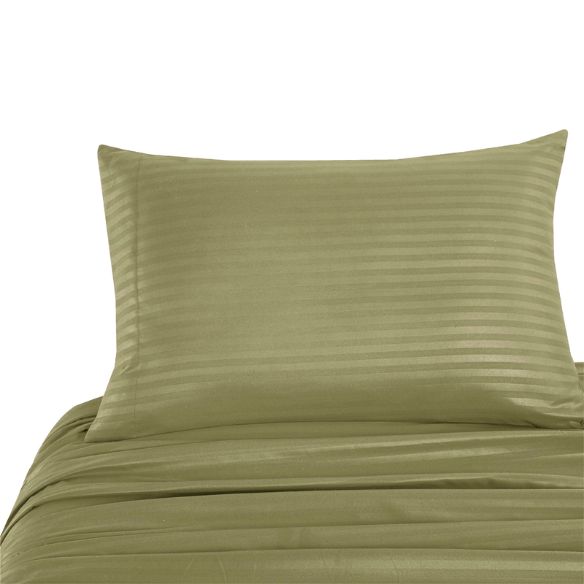 4-Piece Luxury Bed Sheet Set – Fitted & Flat Sheets with Pillowcases | Solid Stripe Bedding for Twin, Full, Queen, King Sizes
