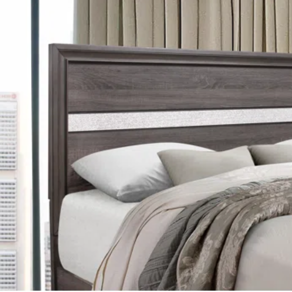 Visually Stunning Panel Configurable Bedroom Set – Clean Modern Design with Timeless Gray Finish, Melamine Detailing, Panel Headboard, and Spacious Footboard Drawers – Perfect for Creating a Serene and Stylish Bedroom Retreat