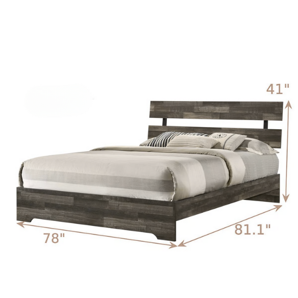 Rustic Gray 6-Piece Stone Platform Bedroom Set with Distressed Wood Finish for a Charming, Modern Look