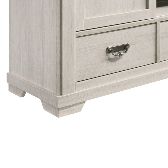 Luxurious Rustic Solid Wood 5-Piece Twin Bedroom Set: Cream & Brown Panel Bed, Dresser, Mirror, Nightstand, and Chest