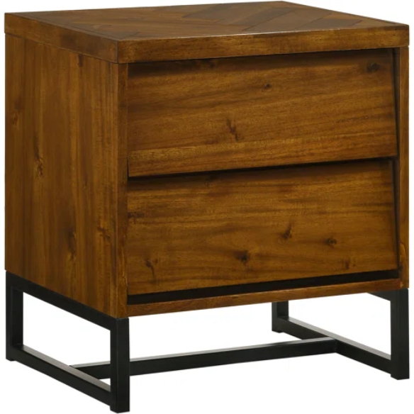 Industrial Mid-Century Modern Platform Bedroom Set with Herringbone Design Headboard – Stylish and Versatile
