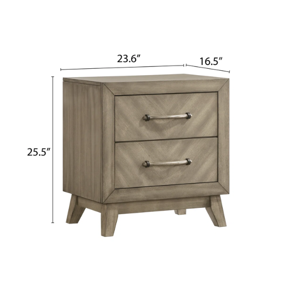 Timeless Elegance 3-Piece Queen Bedroom Set in Antique Gray with Metal Accents and Dovetail Construction
