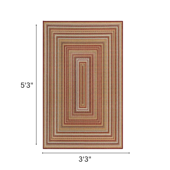 Coastal-Inspired Geometric Rug – Fade & Stain-Resistant, Burgundy,Ivory,Orange,Green,Blue Pattern, Ideal for Indoor/Outdoor Use