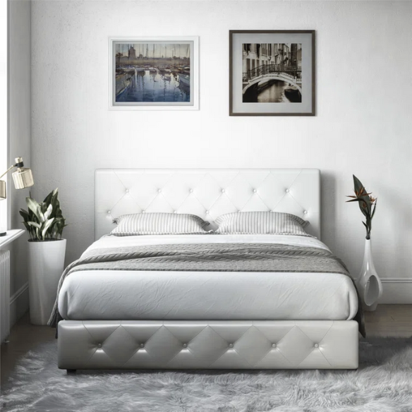 Luxurious Faux Leather Platform Bed – Full Double Size with Sleek Modern Design