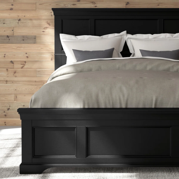 Elegant Queen Bedroom Set in Solid Black Wooden Design
