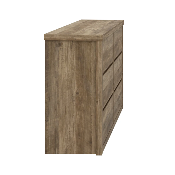 Modern 46.46'' 6-Drawer Double Dresser with Hidden Handles and Wood Grain Finish
