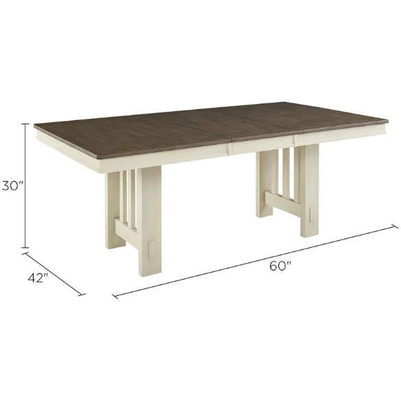 7-Piece Solid Wood Dining Set - Trestle Table with Self-Storing Leaf and Comfortable Side Chairs