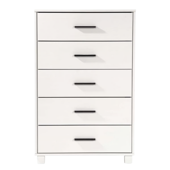 Rustic White King 5-Piece Solid Wood Bedroom Set – Bed, 2 Nightstands, 6-Drawer Dresser, and 5-Drawer Chest
