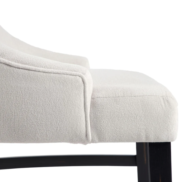 Beige Upholstered Farmhouse Dining Chairs with Black Wooden Legs (Set of 2) – Padded Comfort Seating for Kitchen or Dining Room