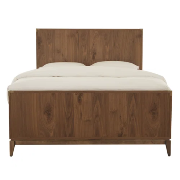Timeless Traditional Solid Wood 3-Piece Configurable Bedroom Set in Natural Walnut with Sleek Panel Bed, 2-Drawer Nightstand, and 6-Drawer Dresser for Effortless Style and Organization