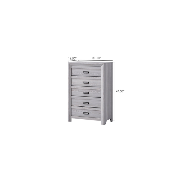 Contemporary Gray Panel Queen Bedroom Set – Bed, Dresser, Mirror & Nightstand