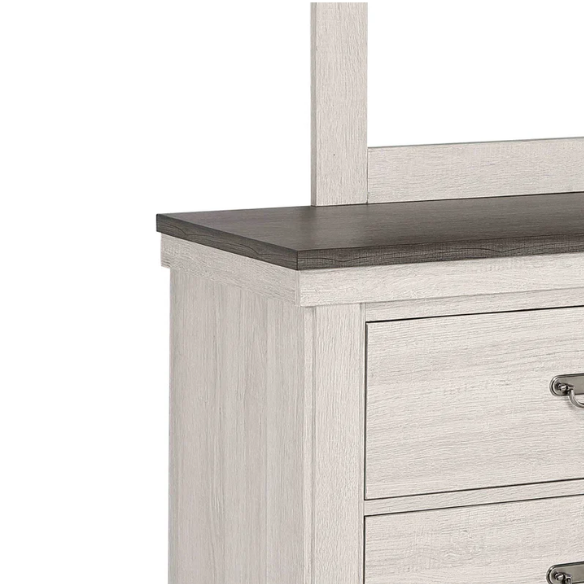 Luxurious Rustic Solid Wood 5-Piece Twin Bedroom Set: Cream & Brown Panel Bed, Dresser, Mirror, Nightstand, and Chest