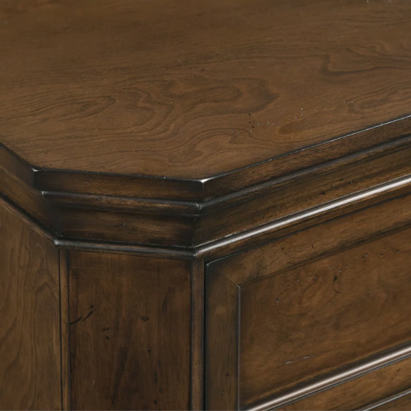 Traditional Wood Panel Bedroom Set with Dresser, Mirror, Nightstand, and Chest in Antique Walnut Finish