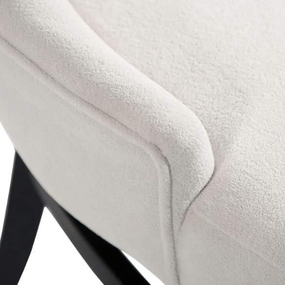 Beige Upholstered Farmhouse Dining Chairs with Black Wooden Legs (Set of 2) – Padded Comfort Seating for Kitchen or Dining Room