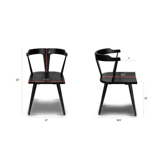 Solid Oak Dining Chair – Mid-Century Modern Splat Back, Tapered Legs, Non-Scratch Feet & Easy Assembly