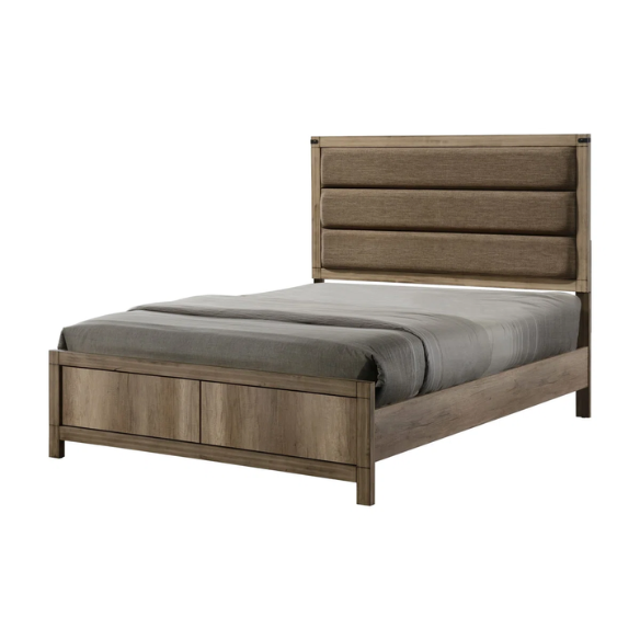 Rustic Light Brown 5-Piece Queen Upholstered Panel Bedroom Set – Warm, Stylish, and Durable