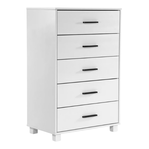Rustic White King 5-Piece Solid Wood Bedroom Set – Bed, 2 Nightstands, 6-Drawer Dresser, and 5-Drawer Chest