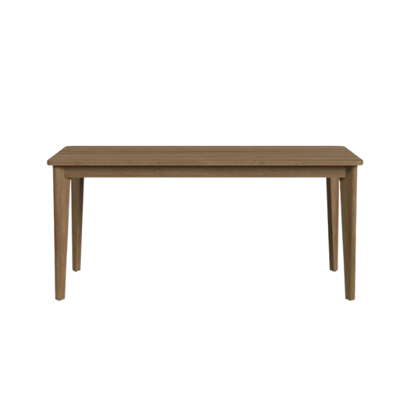 7-Piece Brown Wood Rectangle Dining Set – Mid-Century Boho Style with Sustainable Oak & Cane Details