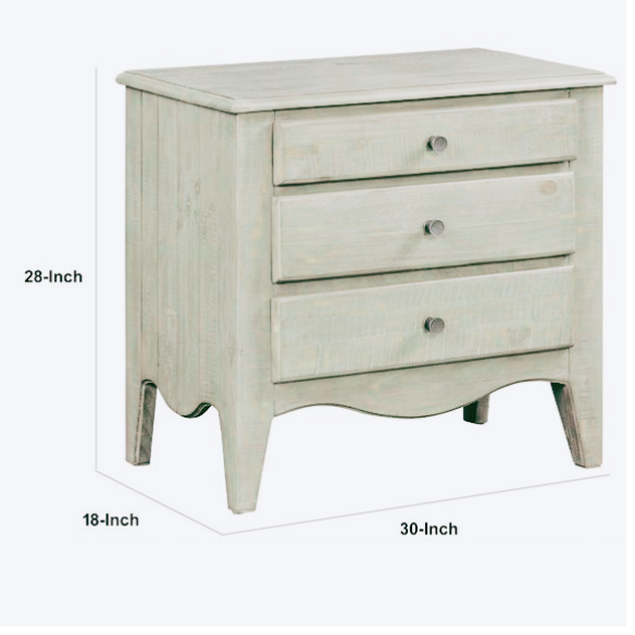 Rustic Charm Meets Chic Elegance: Solid Wood Platform King Size Bedroom Set with Scalloped Edges, Weathered White Wash Finish, Unique Grain Patterns, Angled Feet, and Oil-Rubbed Bronze Drawer Pulls