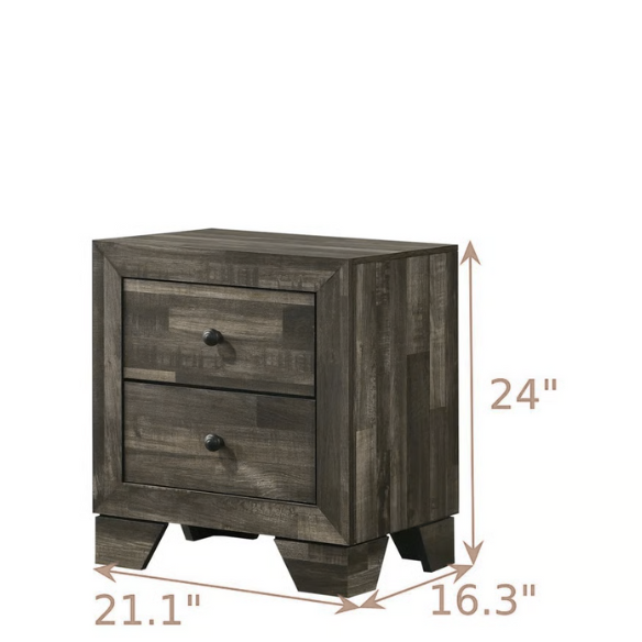 Rustic Gray 6-Piece Stone Platform Bedroom Set with Distressed Wood Finish for a Charming, Modern Look