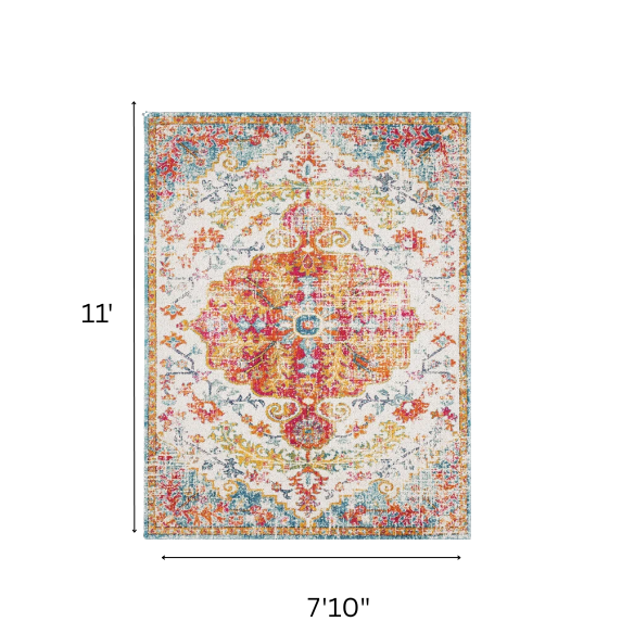 Timeless Traditional Woven Area Rug – Machine-Woven Polypropylene, Medium Pile, Durable and Easy to Clean
