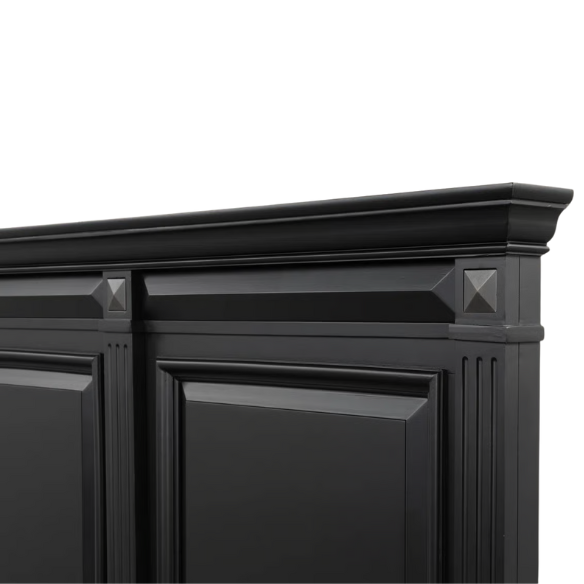 5-Piece King Bedroom Set – Solid Wood Construction with Muted Silver Accents, Fluted Pilasters, French Bracket Foot Bases, and Elegant Dovetail Drawer Detailing for Timeless Sophistication