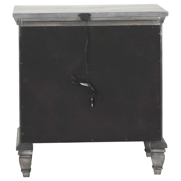 Exquisite Old-World Charm with Glamorous Flair – 5-Piece King Bedroom Set in Grey with Crown Molding, Felt-Lined Drawers, and Built-In Outlets