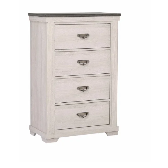 Luxurious Rustic Solid Wood 5-Piece Twin Bedroom Set: Cream & Brown Panel Bed, Dresser, Mirror, Nightstand, and Chest