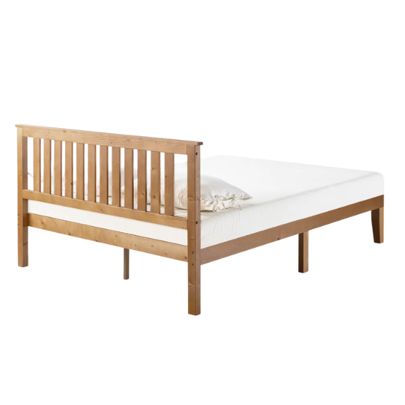 Durable Solid Wood Slat Bed – Full/Double Size with Timeless Design and Sturdy Construction